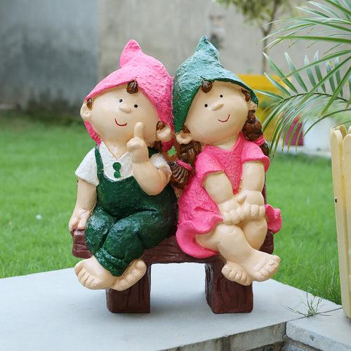 Wonderland Two Elves sitting on Bench 3 (Green & Pink) |
Enchanting Children's Statue for Balcony and Home Décor