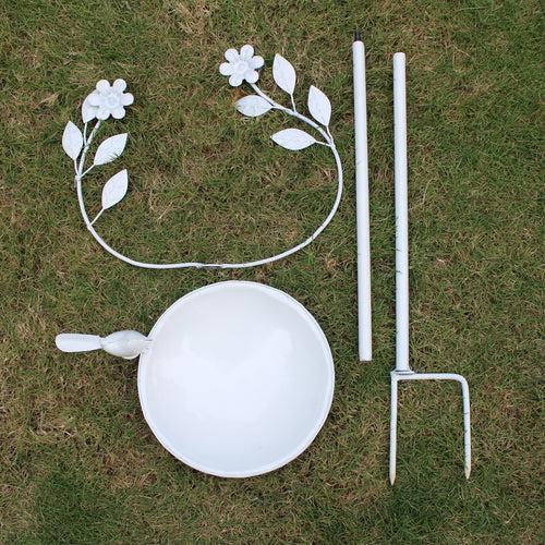 Wonderland Metal Birdfeeder and  Birdbath Stand White Color