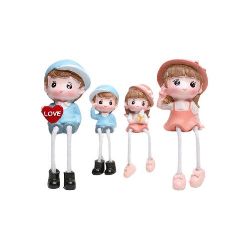 Wonderland set of 4 hanging dolls family statue for shelf décor( style 2)| home décor and gift items