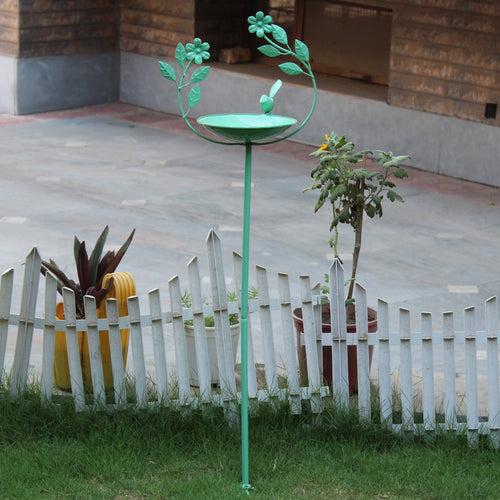 Wonderland Metal Birdfeeder| bird bath  Stand Green Color