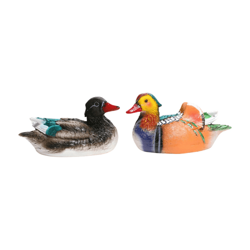 Wonderland SET of 2 Floating Mandarin Ducks Statue, made of resin, small size, perfect for ponds, water body or decoration