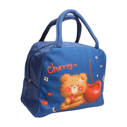 Wonderland Cute 3D cartoon animal insulated lunch bag (Blue)(Teddy Print)