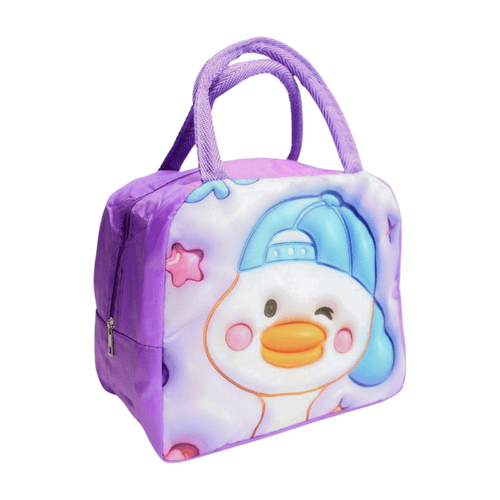 Wonderland Cute 3D cartoon animal insulated lunch bag (Purple) (Cute Duck Print)