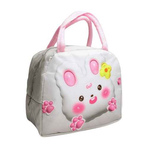 Wonderland Cute 3D cartoon animal insulated lunch bag (White) ( Cute Kitty Print)