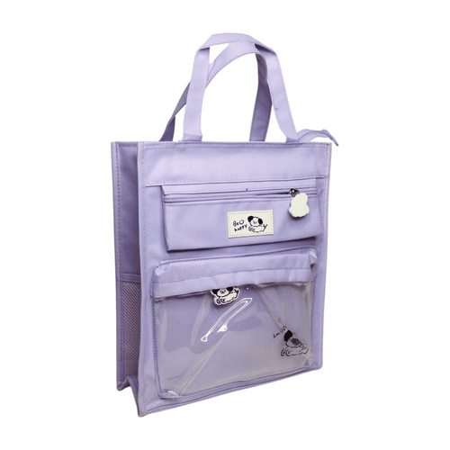 Wonderland Cute portable handbag for kids school,Multi-functional,multi-pockets tote bag with zipper and side pockets (Purple)