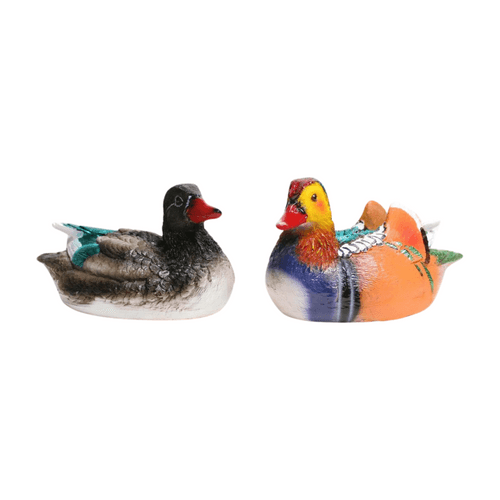 Wonderland SET of 2 Floating Mandarin Ducks Statue, made of resin, small size, perfect for ponds, water body or decoration