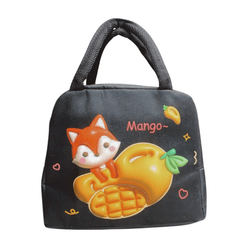 Wonderland Cute 3D cartoon animal insulated lunch bag (Black) (Cute Fox Print)