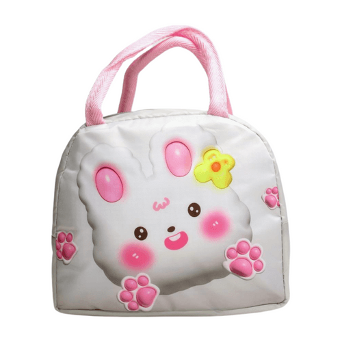 Wonderland Cute 3D cartoon animal insulated lunch bag (White) ( Cute Kitty Print)