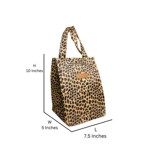 Wonderland Thermal insulated canvas tote lunch bag(Brown Tiger Print)