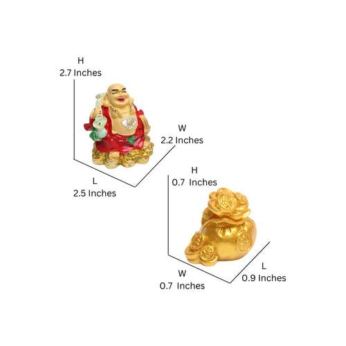 Wonderland (Set of 2) resin miniature laughing buddha with money pot