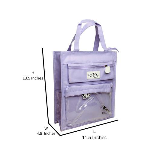 Wonderland Cute portable handbag for kids school,Multi-functional,multi-pockets tote bag with zipper and side pockets (Purple)