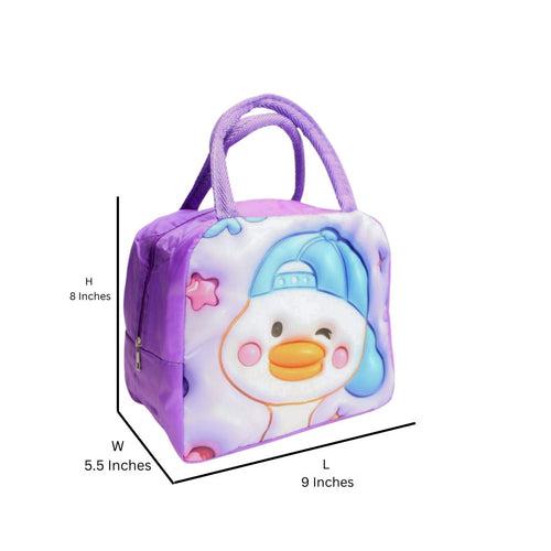 Wonderland Cute 3D cartoon animal insulated lunch bag (Purple) (Cute Duck Print)