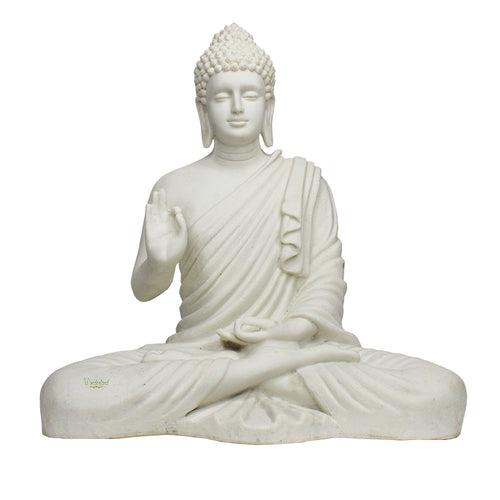 14 inch Buddha Statue for Home and Garden Decoration (White)