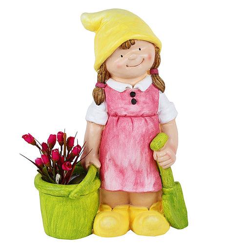 Girl With Spade & Bucket Pot Planter (Yellow)