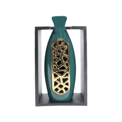 Ceramic Flower Vase In a Frame Unique Quality for Home Décor, Center Table, Flowers Pot, Bedroom Side Corner, Living Room 12x6x25 CM