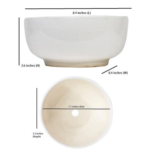 ( Set of 2) Ceramic Plain White Round Bowl