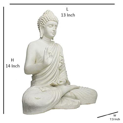 14 inch Buddha Statue for Home and Garden Decoration (White)