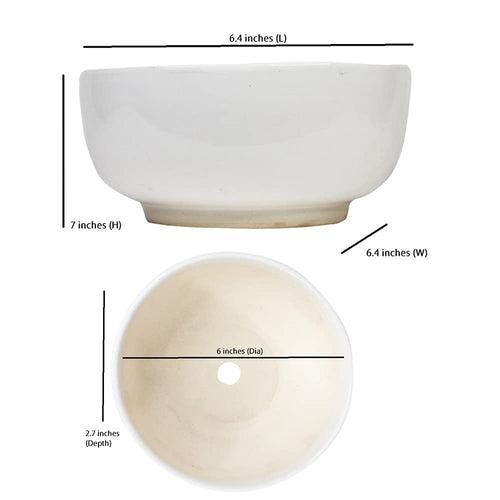 ( Set of 2) Ceramic Plain White Round Bowl