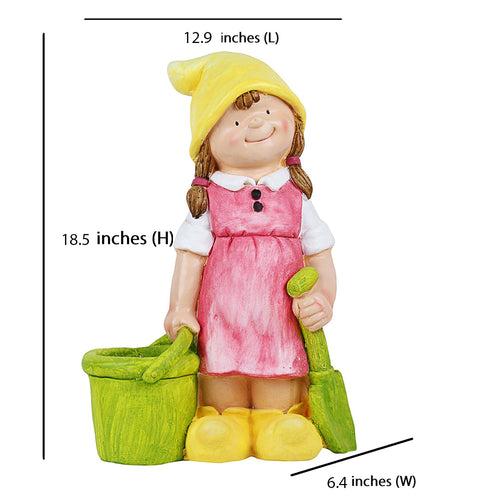 Girl With Spade & Bucket Pot Planter (Yellow)