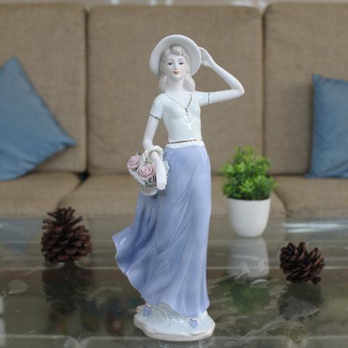 Victoria Lady fine porcelain figurine with flower basket, center piece