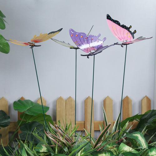 (Set of 4) Shiny Butterfly Stake/Stick for Garden Decoration