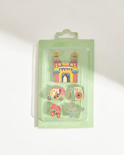 Chumbak Classic Travel India Set Enamel Fridge Magnet - Set of 5