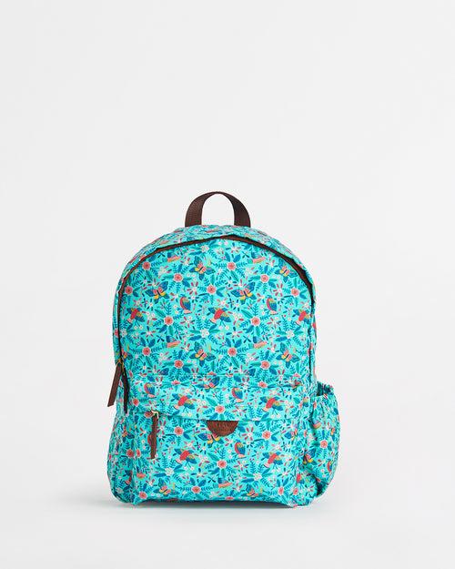 Teal by Chumbak Laptop Backpack | Printed Canvas PU and Polyester Lining