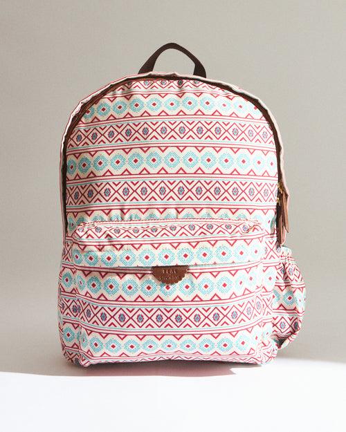 Teal by Chumbak Laptop Backpack | Printed Canvas PU and Polyester Lining