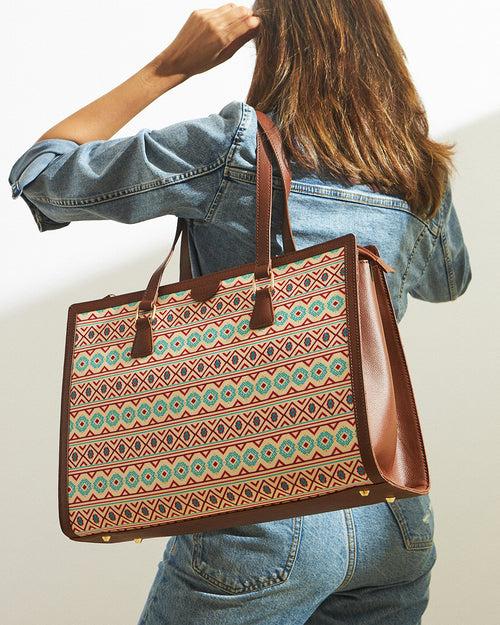 Teal by Chumbak Mercado Aztec Office Tote