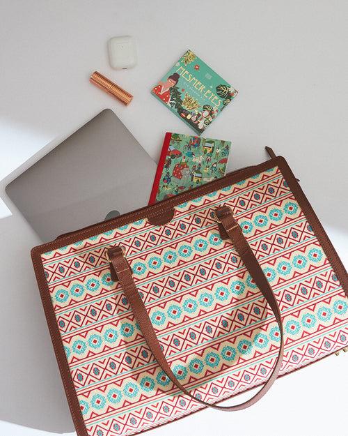 Teal by Chumbak Mercado Aztec Office Tote