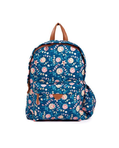 Teal by Chumbak Laptop Backpack | Printed Canvas PU and Polyester Lining