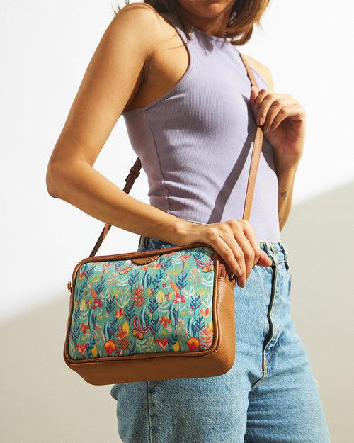 Teal by Chumbak Tokyo Blooms Box Sling Bag