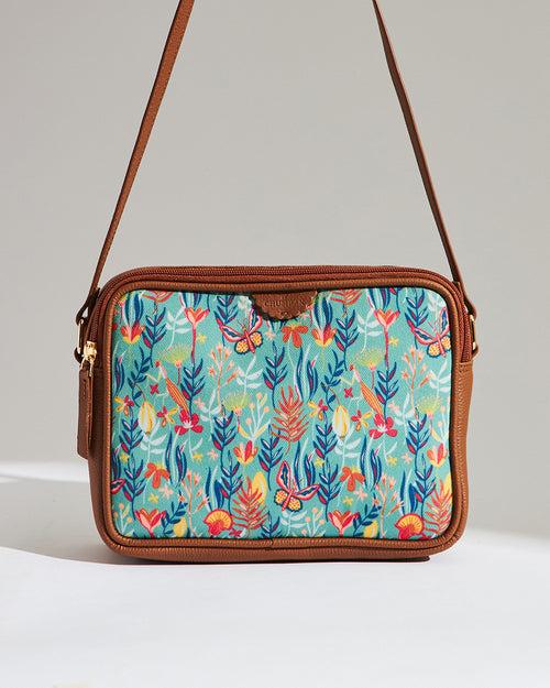 Teal by Chumbak Tokyo Blooms Box Sling Bag