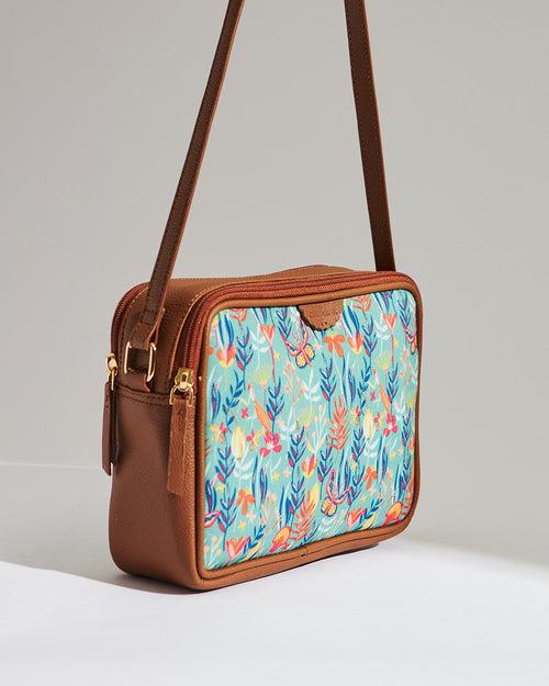 Teal by Chumbak Tokyo Blooms Box Sling Bag