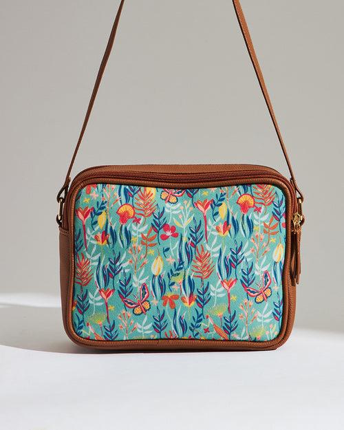 Teal by Chumbak Tokyo Blooms Box Sling Bag