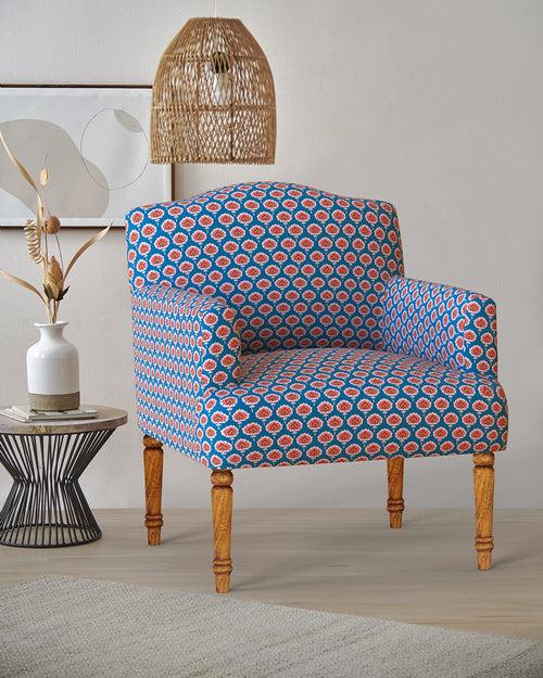 Nawaab Arm Chair - Blue Ikkat