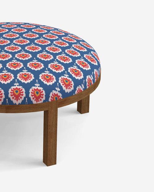 Bohemian Ottoman - Blue Ikkat