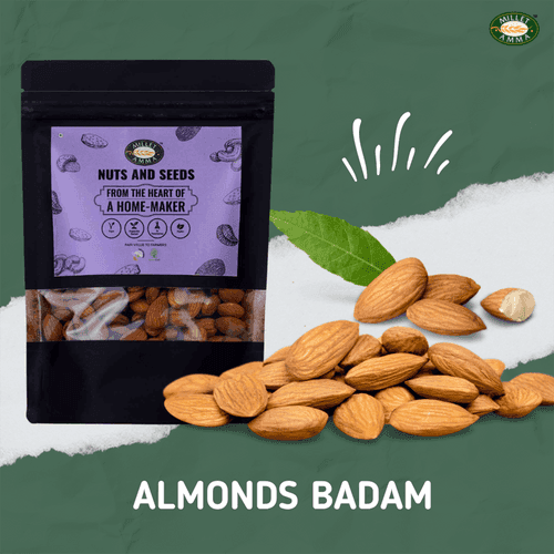 Millet Amma Organic Almonds Badam 250 Gms | Rich in Fiber & Boost Immunity | 100% Vegan & Gluten Free Desserts & Salads