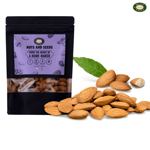 Millet Amma Organic Almonds Badam 250 Gms | Rich in Fiber & Boost Immunity | 100% Vegan & Gluten Free Desserts & Salads