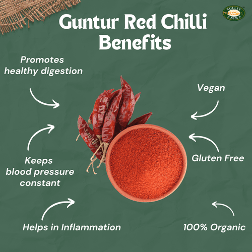 Guntur Red Chilli Whole Organic 100gm
