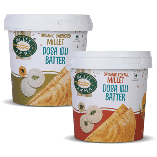 Dosa Idli Batter Combo Pack of 2 | Barnyard Millet Batter + Foxtail Millet Batter | 1kg Each (Delivering only  Banglore)