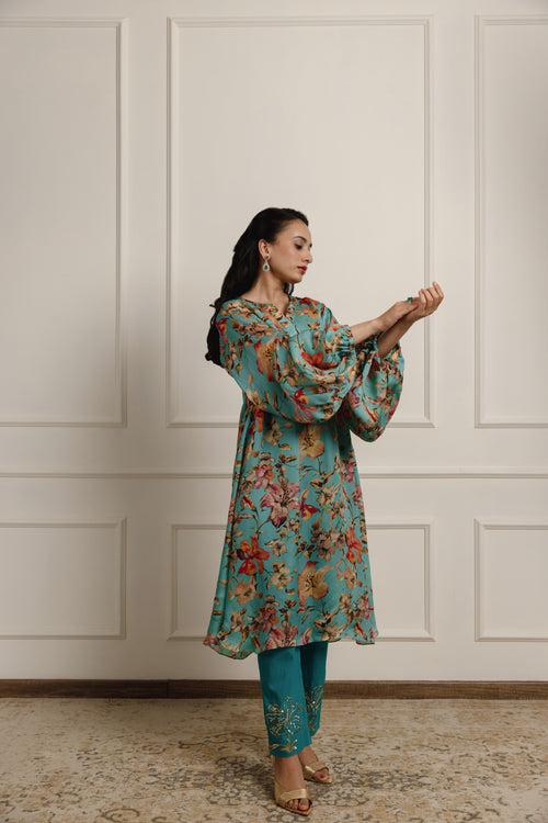 Lillette Printed Satin Kurta Set