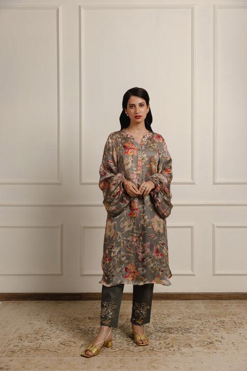 Babbette Printed Satin Kurta Set