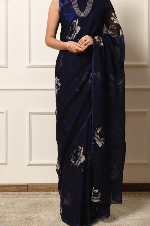 Regime Printed French Chiffon Saree