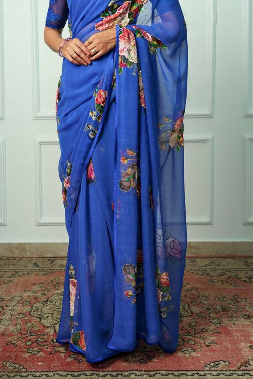 Nilanjana Printed French Chiffon Saree