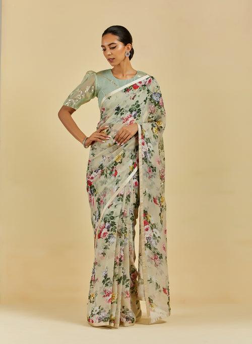 Annette Printed Highlighted French Chiffon Saree