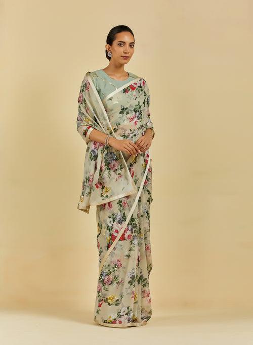 Annette Printed Highlighted French Chiffon Saree