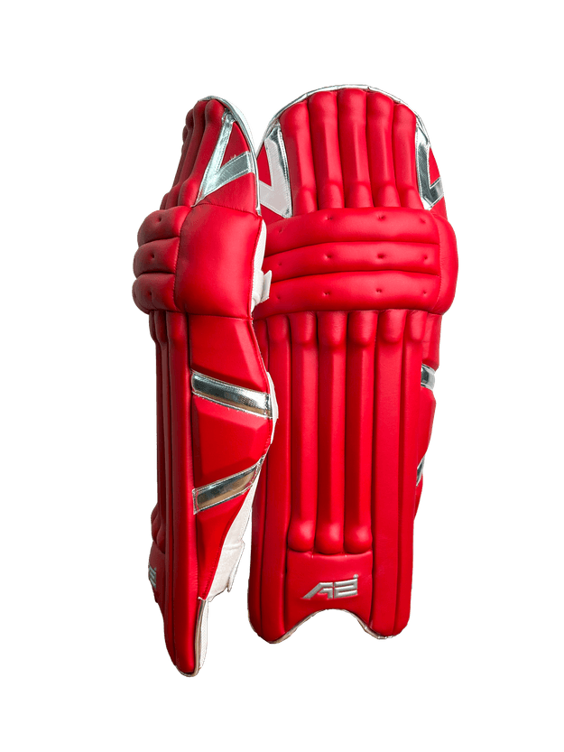 Cricket Batting Pads - Red & Silver