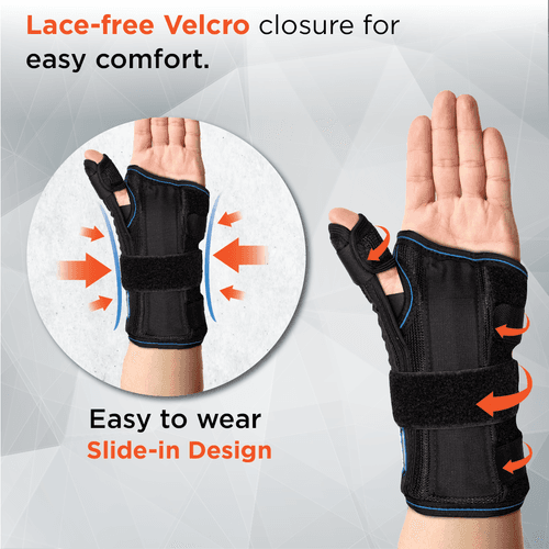 Wrist Brace with Thumb Support | Provides Firm Support to the Thumb | For Skier’s Thumb & Wrist Sprain/Strain | (Black)