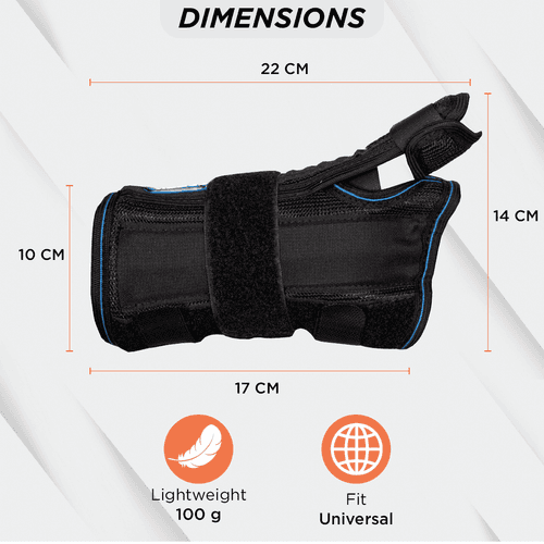 Wrist Brace with Thumb Support | Provides Firm Support to the Thumb | For Skier’s Thumb & Wrist Sprain/Strain | (Black)